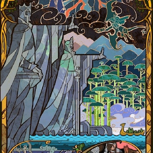 LOTR Poorten van Argonath Gebrandschilderd Glas kruissteek patroon pdf formaat