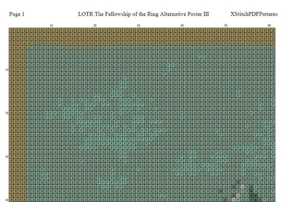 LOTR the Fellowship of the Ring III Cross Stitch Pattern Pdf 