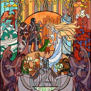 LOTR Welkom van Lothlorien Glas in lood kruissteek patroon pdf formaat