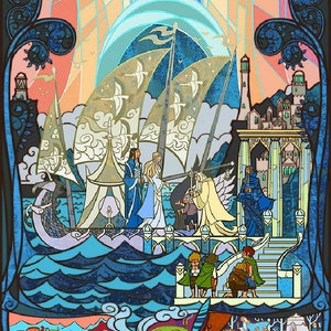 LOTR Grey Havens Glas in lood kruissteek patroon pdf formaat