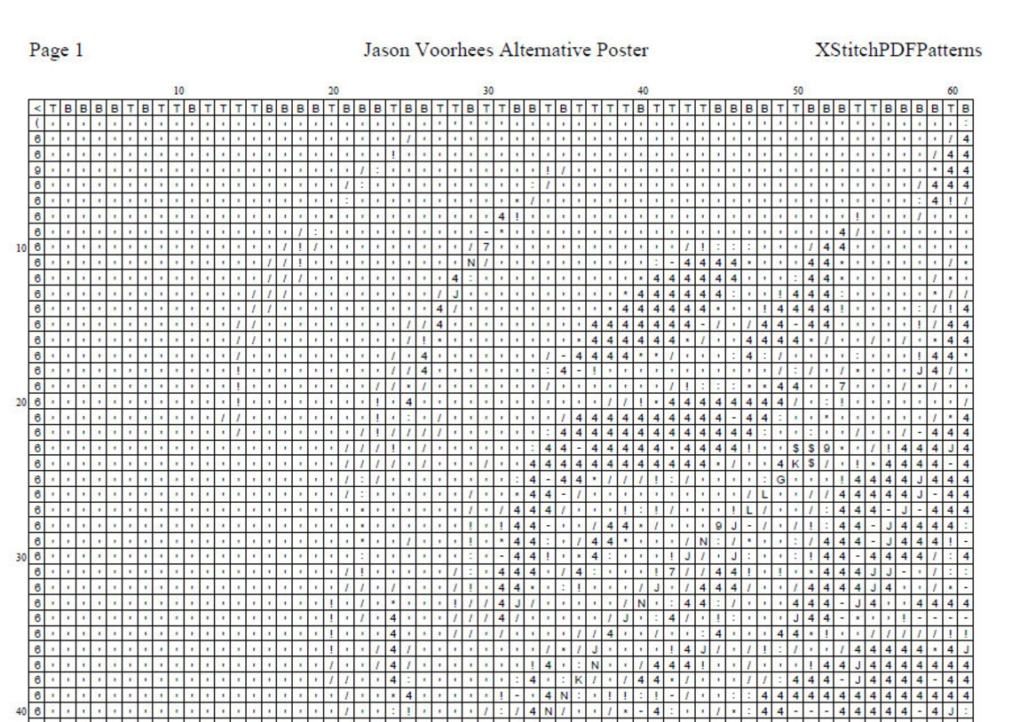 Jason Voorhees Cross Stitch Pattern Pdf Format - Etsy