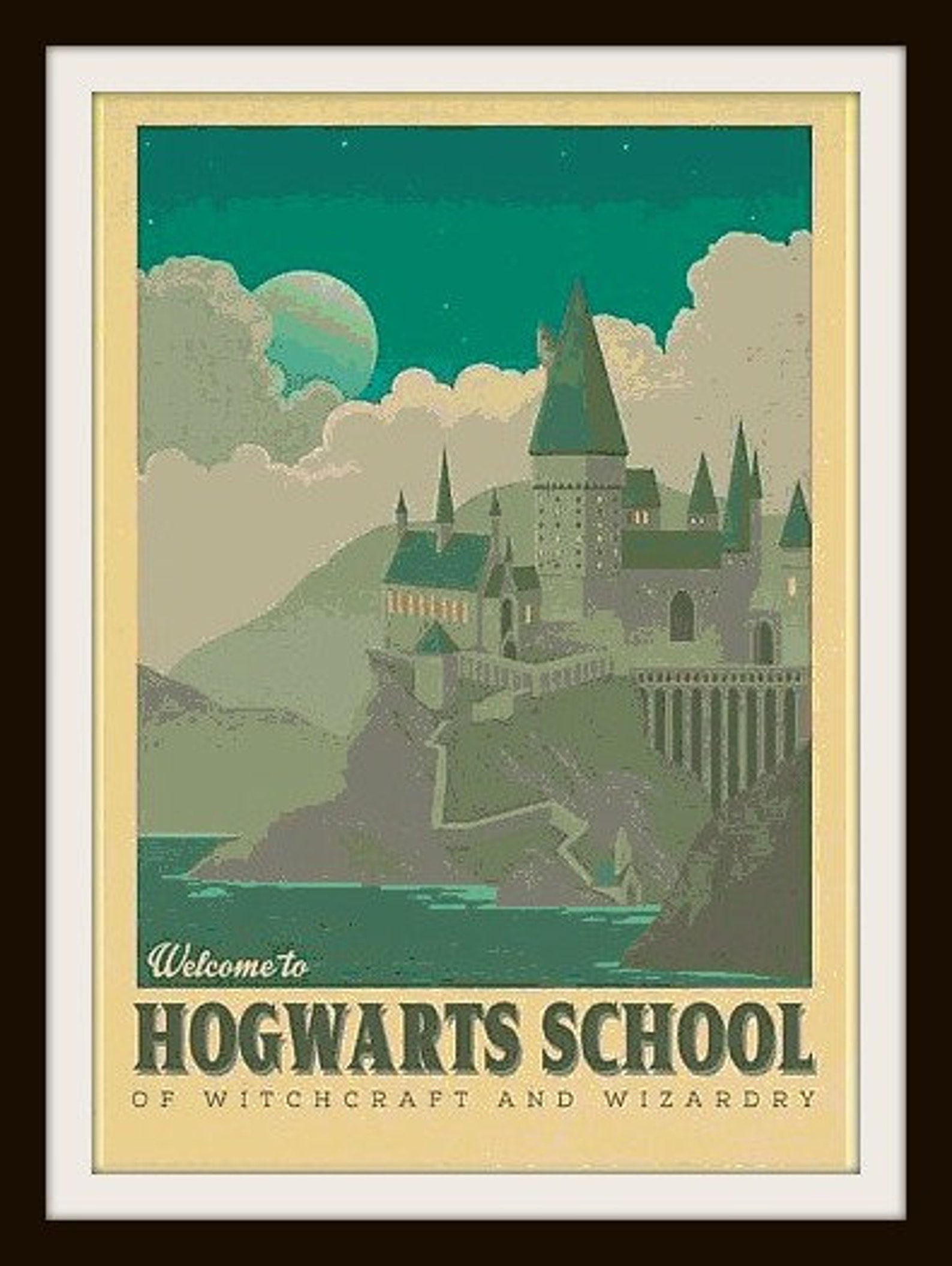 Bienvenue ?� Poudlard ??cole vintage Affiche point de croix | Etsy