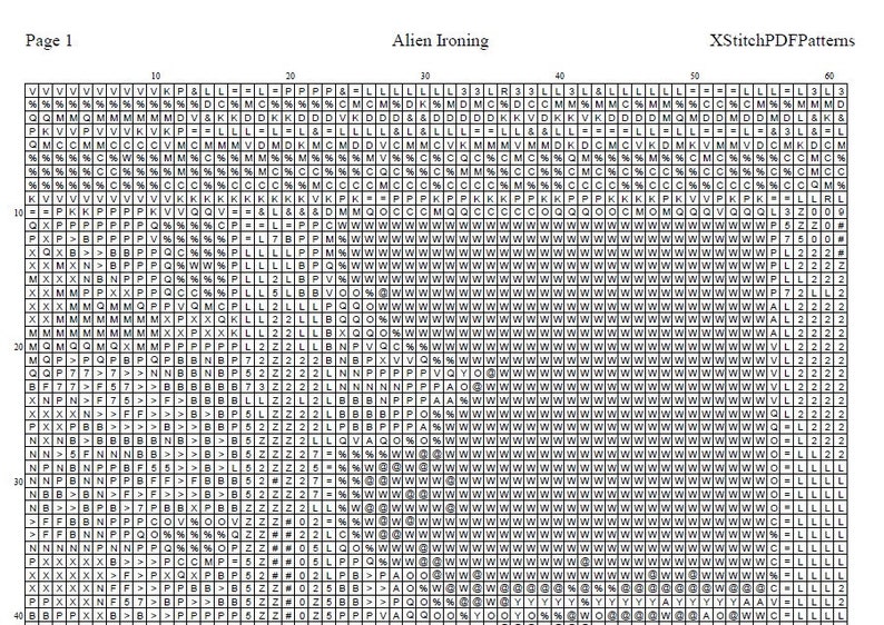 Alien Ironing Cross Stitch Pattern Pdf Format Etsy