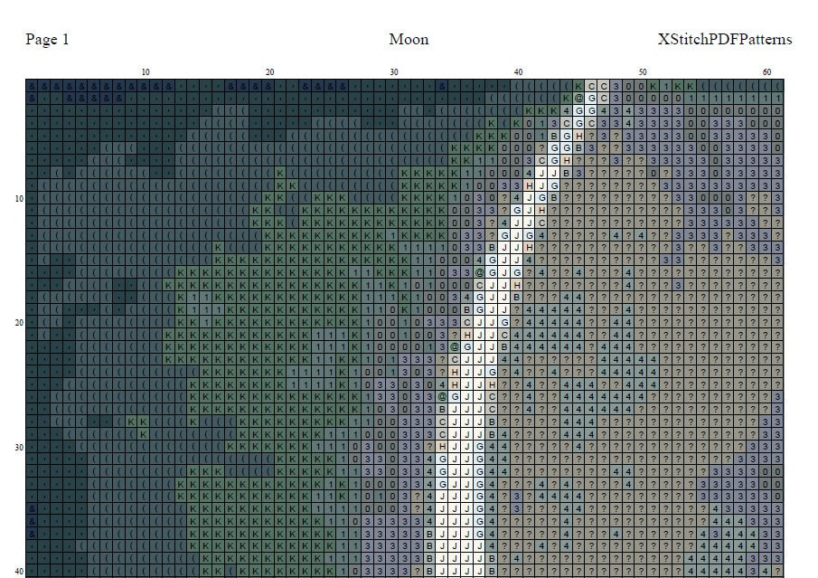 Moon Cross Stitch Pattern Pdf Format - Etsy