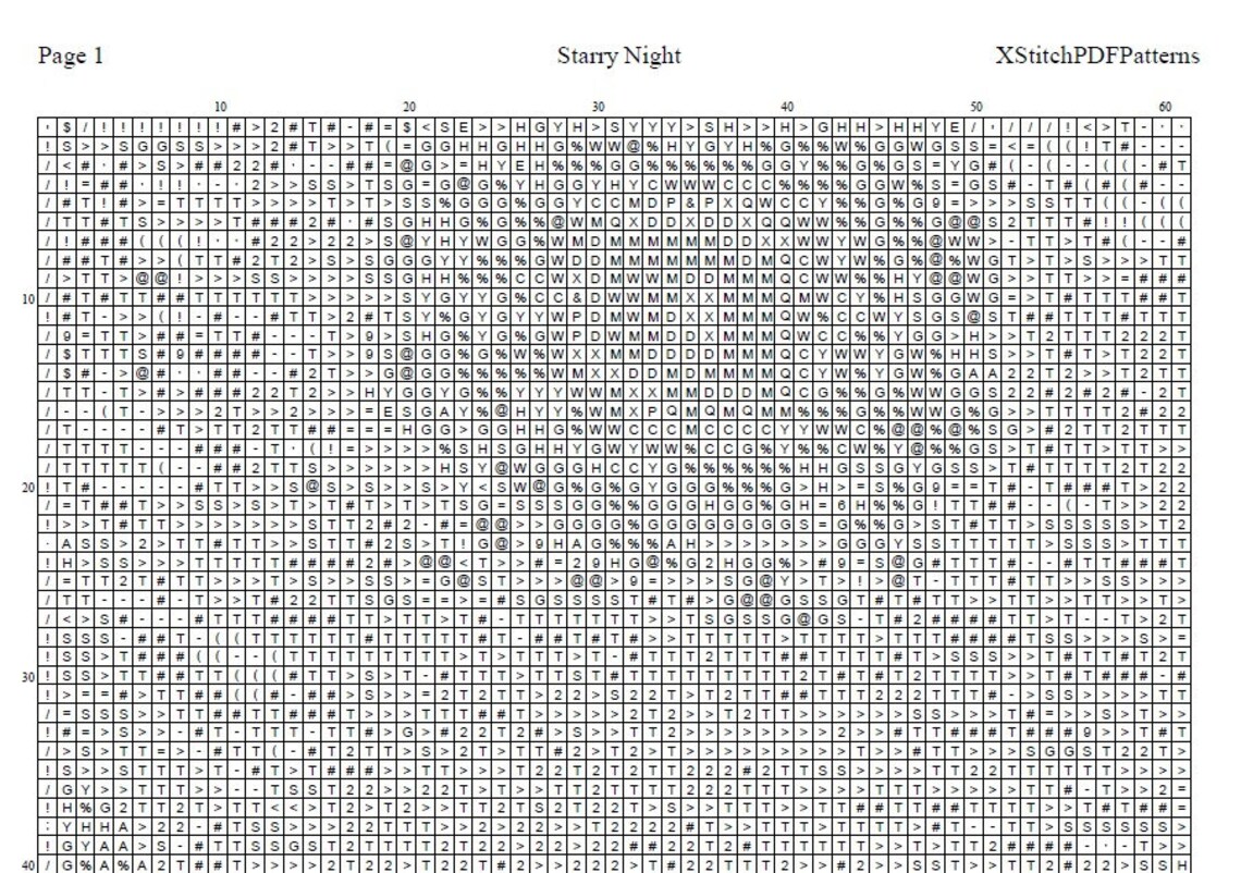 Starry Night Cross Stitch Pattern Pdf Format - Etsy
