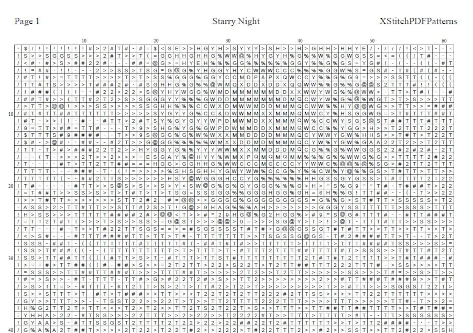 Starry Night Cross Stitch Pattern Pdf Format - Etsy
