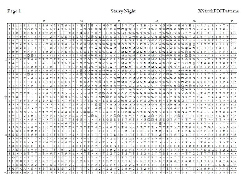 Starry Night Cross Stitch Pattern Pdf Format - Etsy