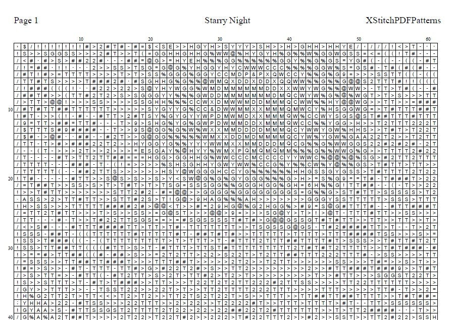 Starry Night Cross Stitch Pattern Pdf Format - Etsy