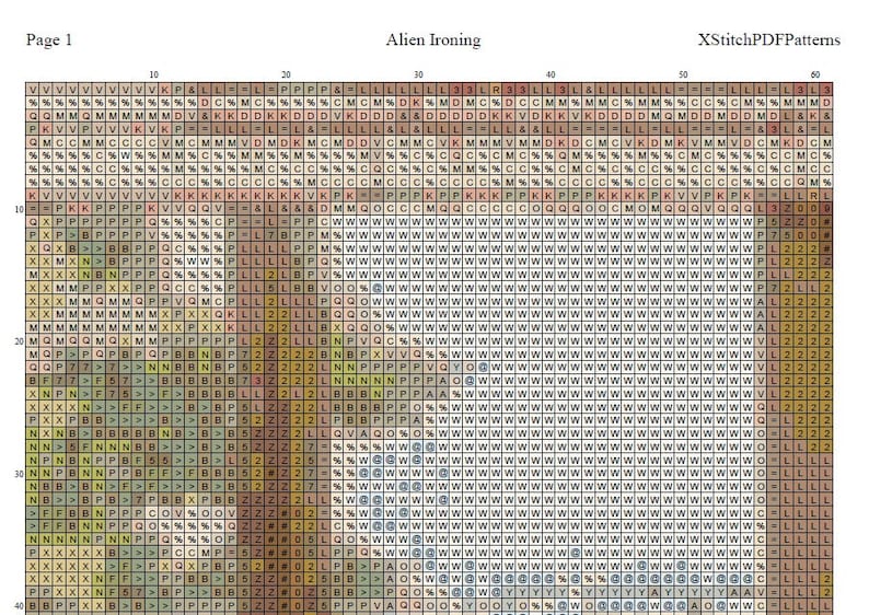 Alien Ironing Cross Stitch Pattern Pdf Format Etsy