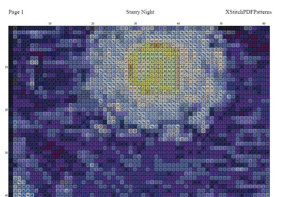 Starry Night Cross Stitch Pattern Pdf Format - Etsy