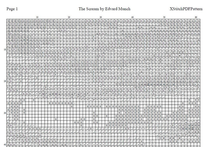 The Scream Cross Stitch Pattern Pdf Format - Etsy