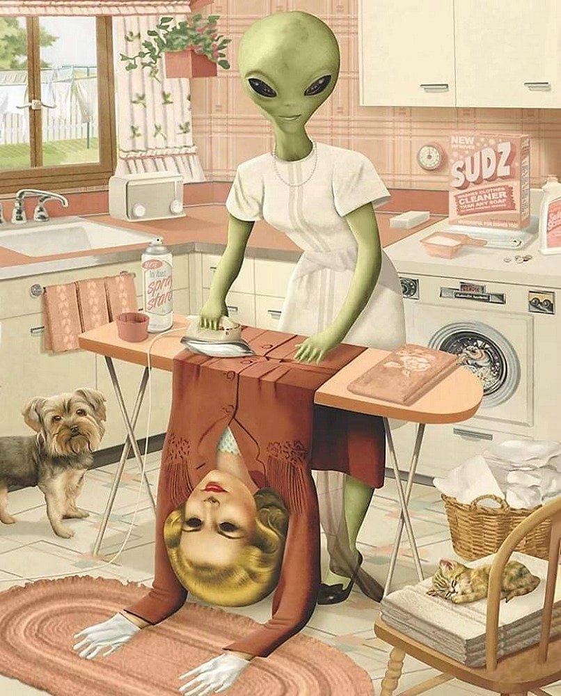 Alien Ironing cross stitch pattern pdf format