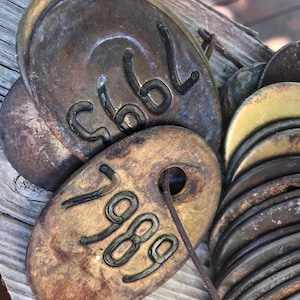 Vintage Brass Cow Tag