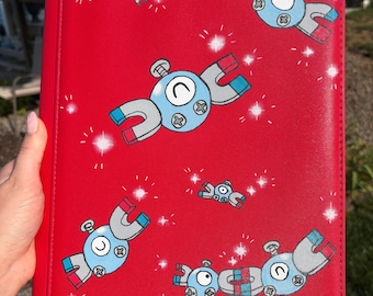 Pokemon Custom Painted Binder - Magnemite red 9 card binder - hand painted