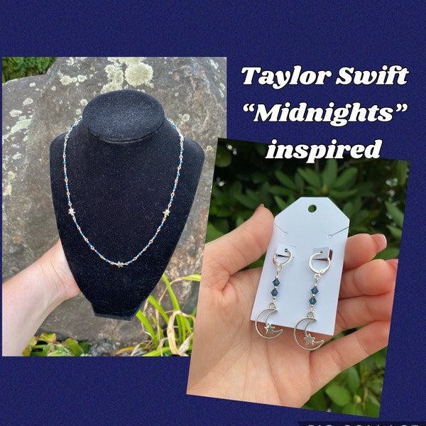 Taylor Swift Midnights inspiriert Schmuck, Taylor Swift inspiriert Halskette und Ohrringe, Taylor Swift Midnights Halskette und Ohrringe