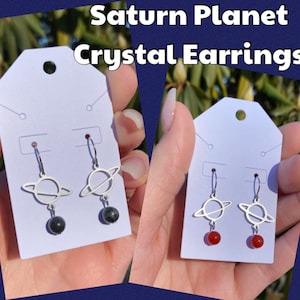 Saturn Planet Crystal Earrings - Crystal Dangle Earrings - Boho Earrings - Celestial Earrings - Jewelry Gifts - Gifts for Her