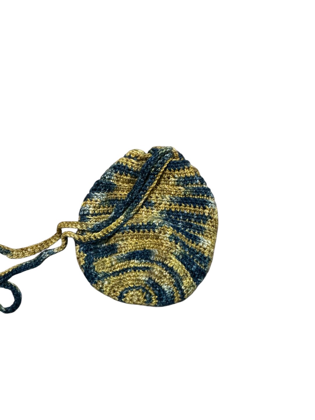 Blue and Gold Drawstring Shoulder Bag, Hand Dyed Wool - Etsy