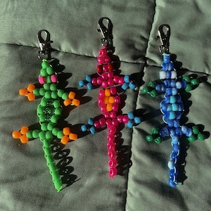 Nostalgic Y2K Pony Bead Lizard Geicko Beaded Keychain