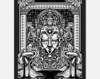 Framed Matte Paper Poster Print: Intricate Black and White Art (8x10")