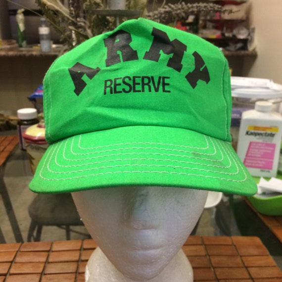 Vintage Army reserve neon green Trucker Snapback … - image 1