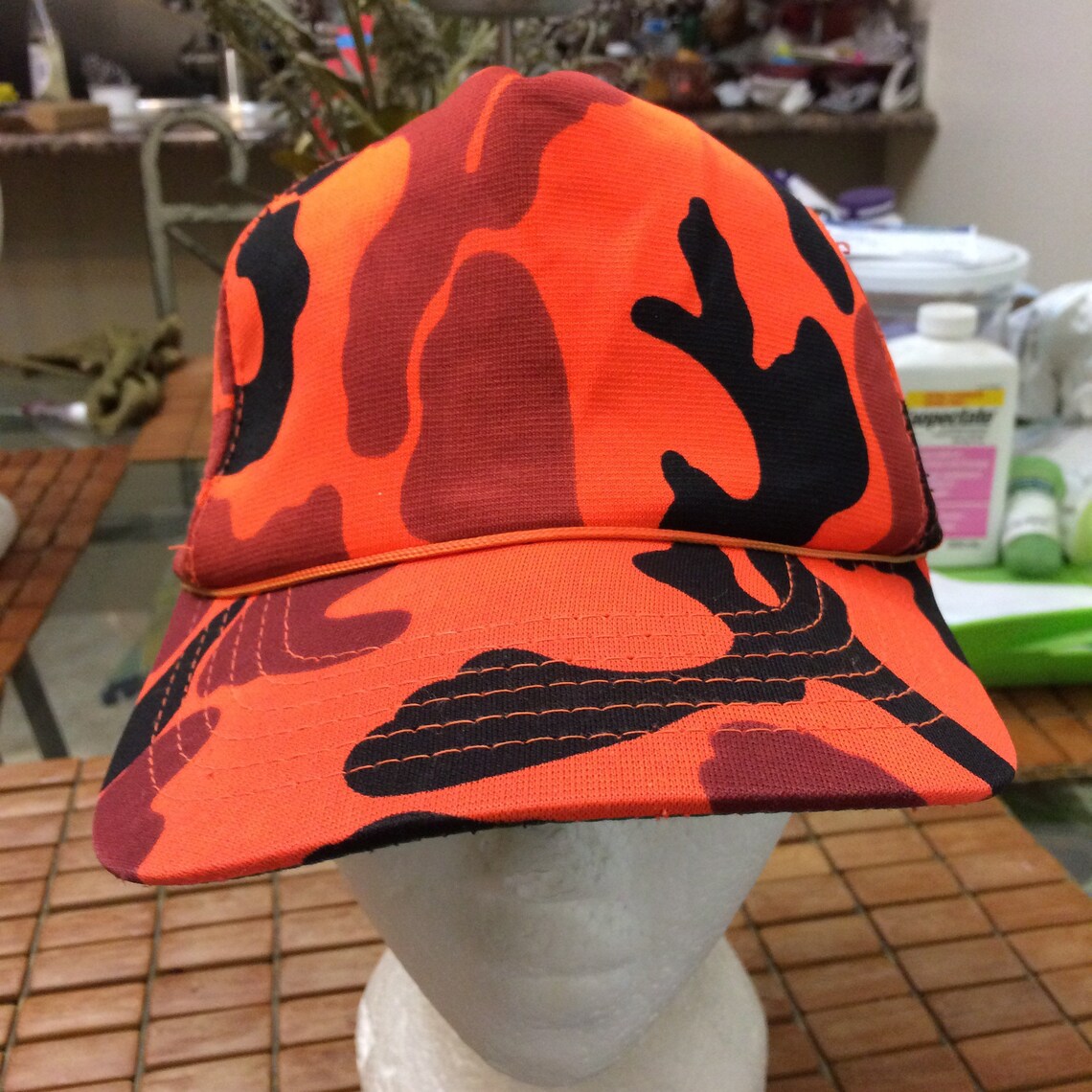 Vintage Orange camouflage Trucker Snapback hat 1980s Etsy
