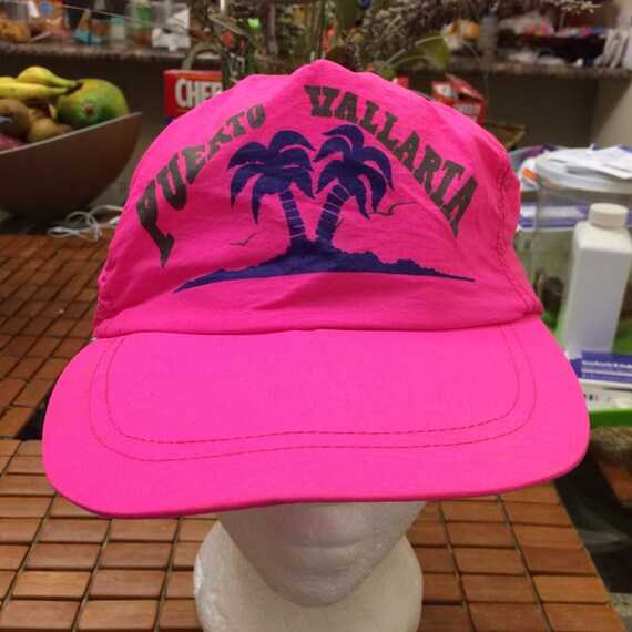 Vintage Puerto Vallarta Trucker neon SnapBack hat… - image 1