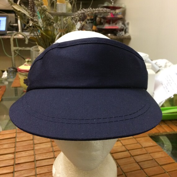 Vintage Blank Dark blue visor Strapback Hat 1990s - image 1