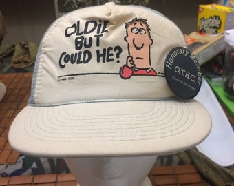 Vintage oldie but could he? Trucker snapback hat funny 1980s 90s cartoon