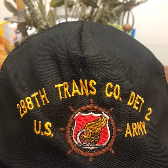 Vintage 298th trans co det us army Trucker Snapba… - image 3