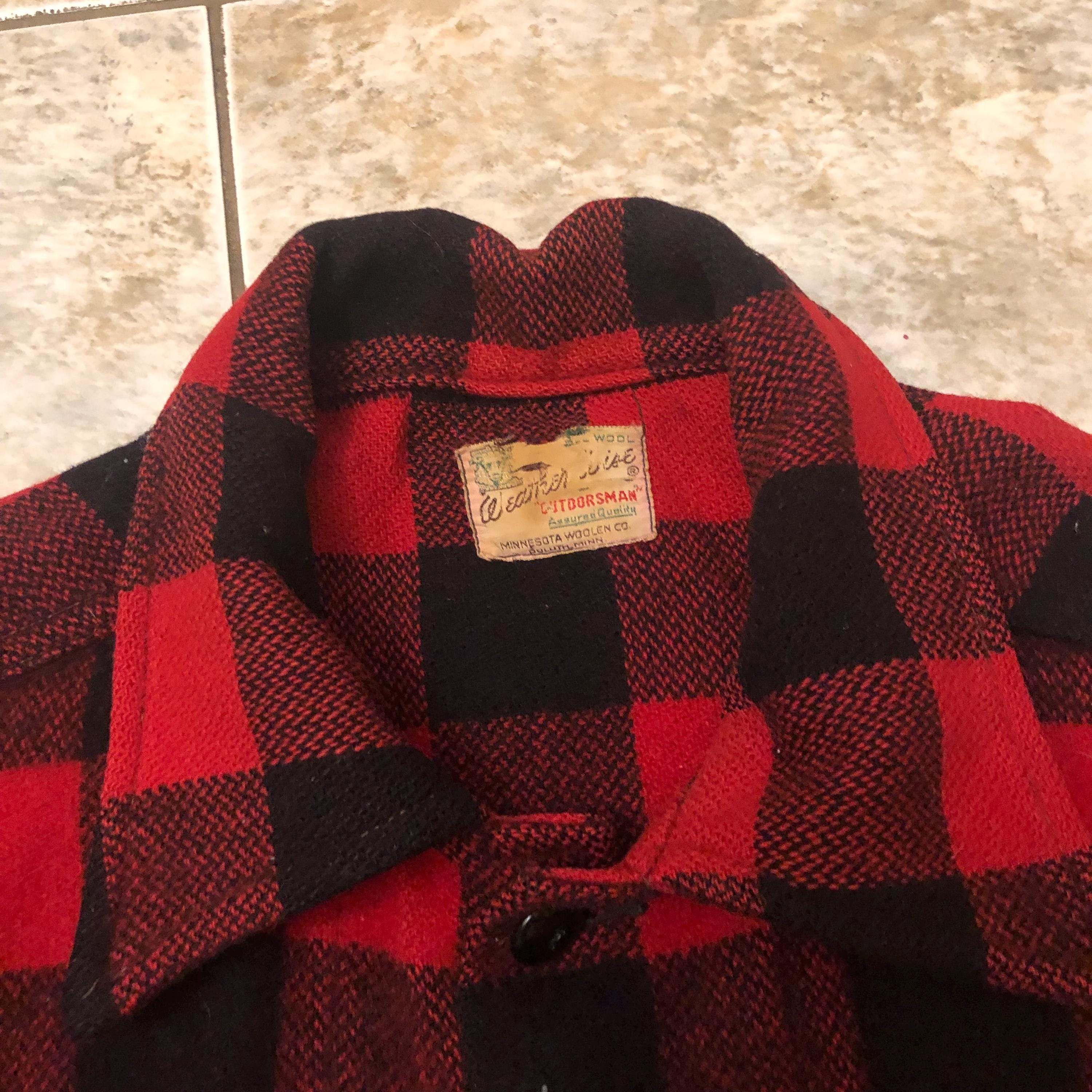 Vintage 50s Flannel Shirt, Red Buffalo Check Shirt - Etsy