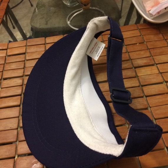 Vintage Blank Dark blue visor Strapback Hat 1990s - image 4