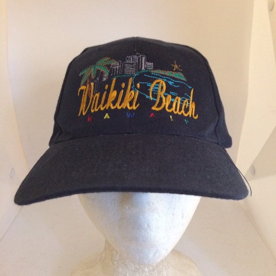 Vintage Waikiki Beach Hawaii SnapBack Hat 1990s 1… - image 1