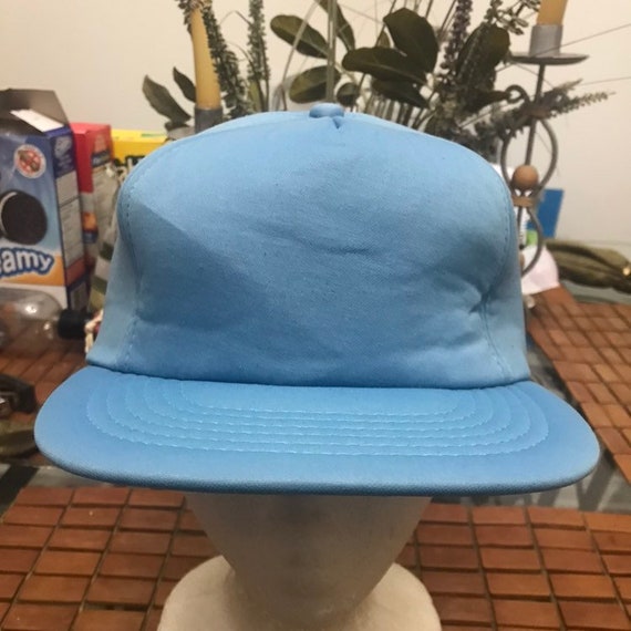 Vintage blank baby blue Trucker Snapback Hat 1990s - image 1