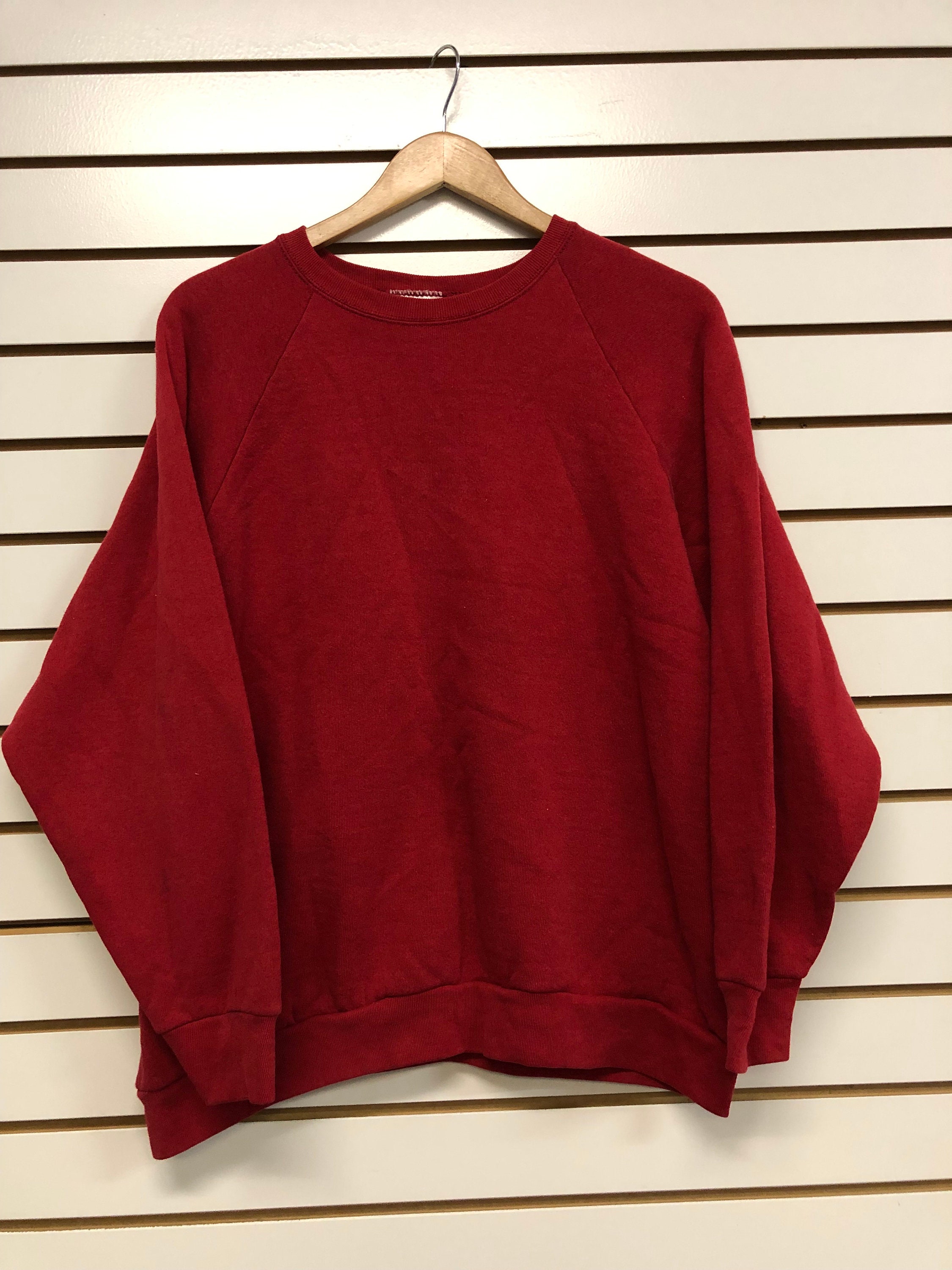 Vintage Blank Fruit of the Loom Red Sweatshirt Size 1990s