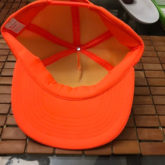 Vintage Blank orange neon Trucker Snapback Hat 19… - image 5