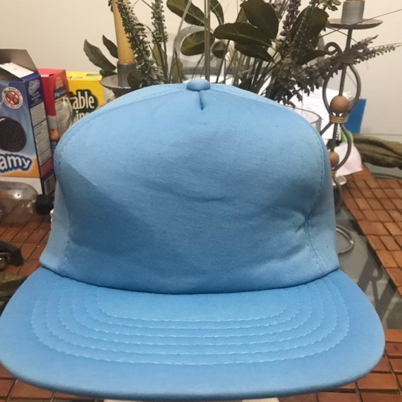 Vintage blank baby blue Trucker Snapback Hat 1990s - image 2