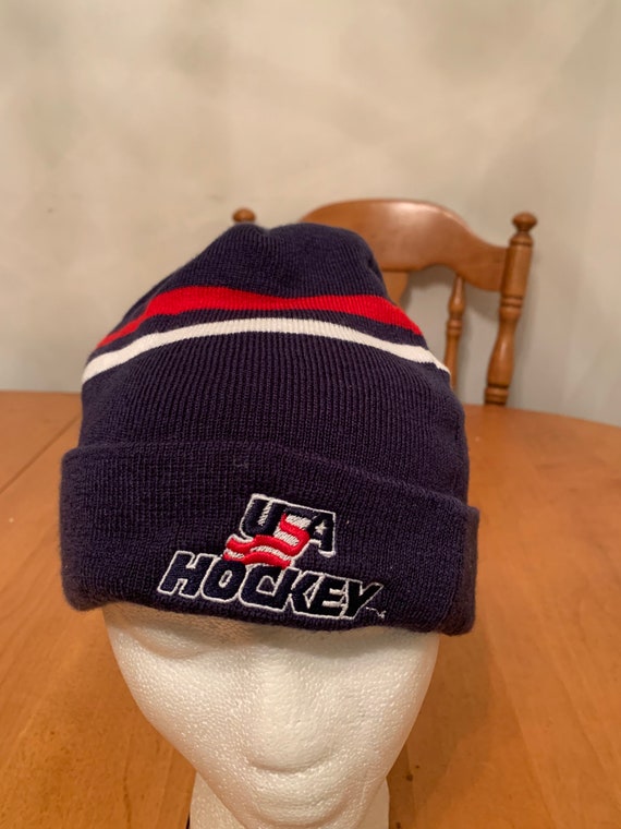 Vintage USA hockey beanie hat 1990s 80s R1 - image 2