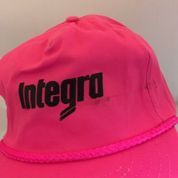 Vintage Integra Trucker SnapBack neon pink hat 19… - image 3