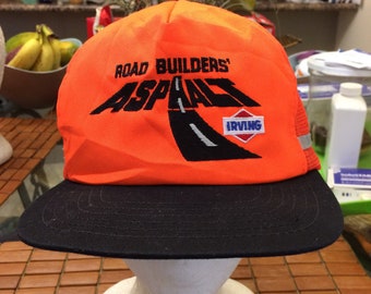 Vintage Irving Aspialt road Builders Trucker SnapBack hat 1980s 90s