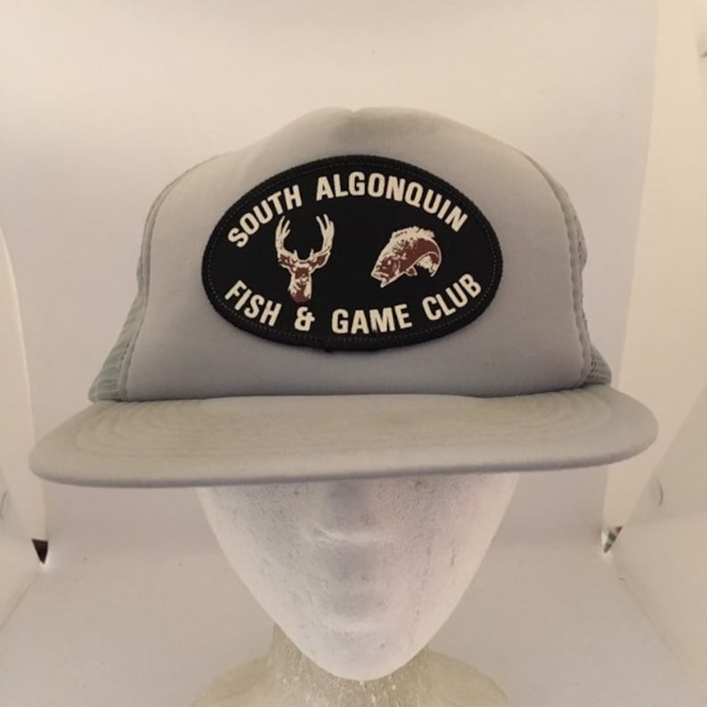 Vintage South Algonquin fish and game club Trucker SnapBack hat 1990s 80s N24 image 1