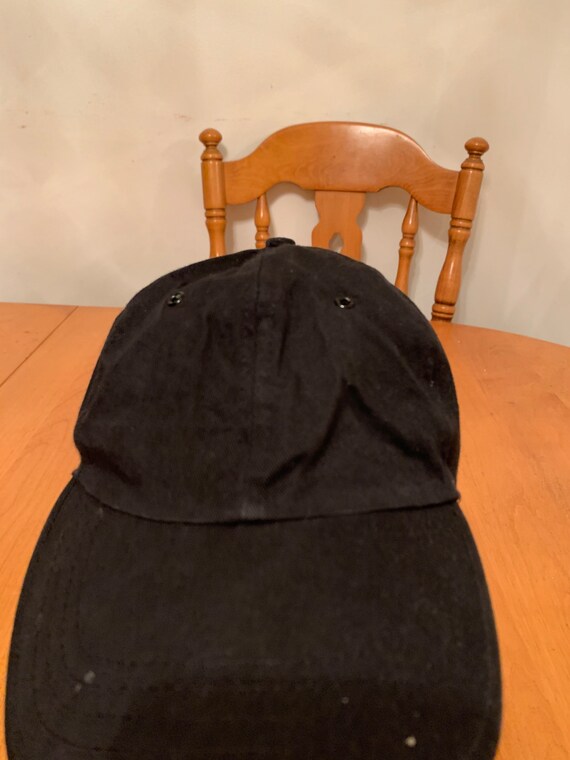 Vintage black strap back hat 1990s 80s R1 - image 2