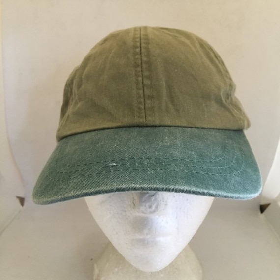 Vintage Blank Brown and Green Strapback Hat Adjus… - image 1