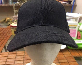 Vintage Black Blank Strapback hat 1980s 90s