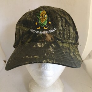 Vintage Fight farmers fight camouflage trucker Hat 1990s 1980s 80s 90s D3