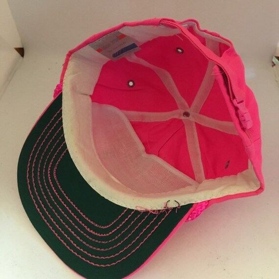 Vintage Integra Trucker SnapBack neon pink hat 19… - image 6