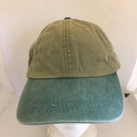Vintage Blank Brown and Green Strapback Hat Adjus… - image 2