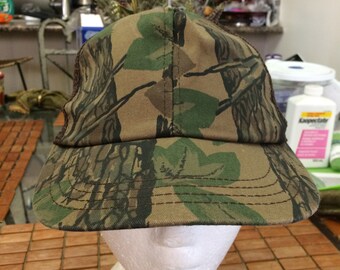 Vintage blank outdoors camouflage hunting Trucker Snapback Hat 1990s