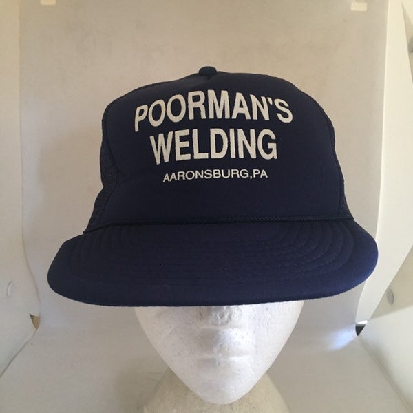 Vintage poormans welding aaronsburgh Pennsylvania Trucker SnapBack Hat Adjustable 1990s 80s D2