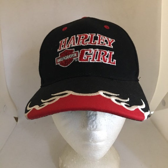 Vintage Harley Davidson Girl Strapback Hat 1990s … - image 1