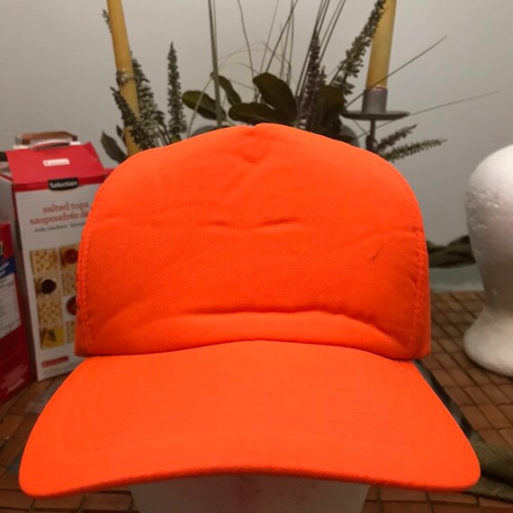 Vintage blank orange Trucker Snapback Hat 1990s - image 2